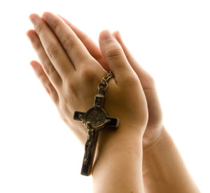 Hands in Prayer with Crucifix