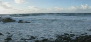 Tidal Sea Waves of Atlantic Ocean Crushing Stones